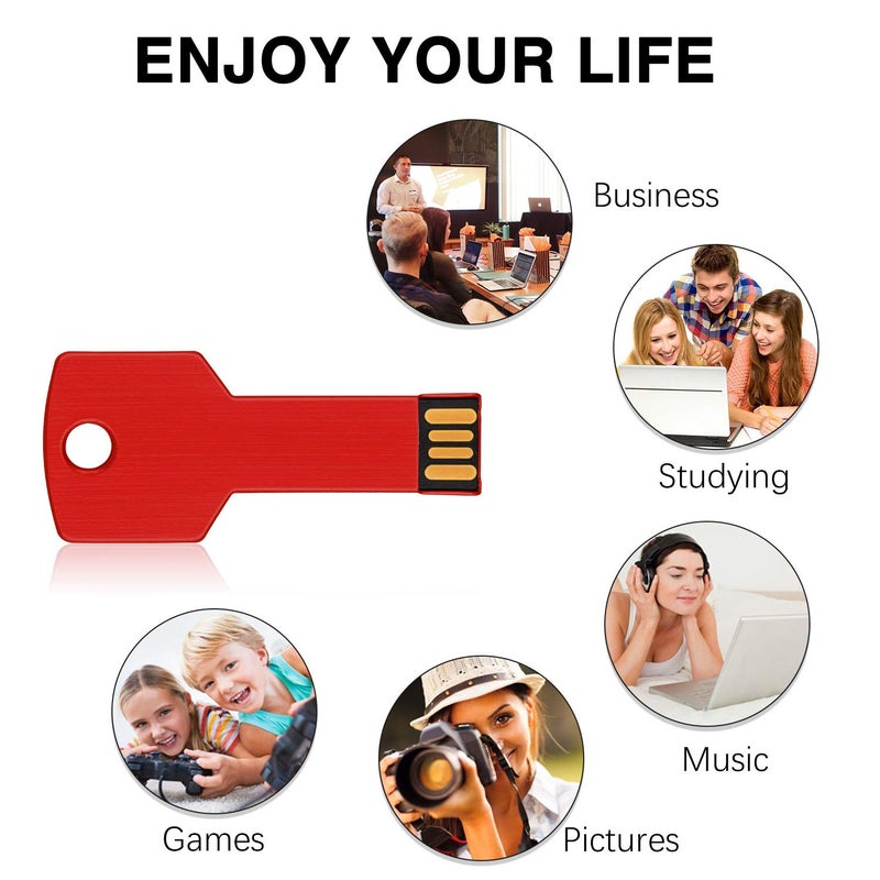 RAOYI 10 Pack 4GB USB Flash Drive USB 2.0 Metal Key Shape Memory Stick Thumb Drive Pen Drive-Red - Image 4